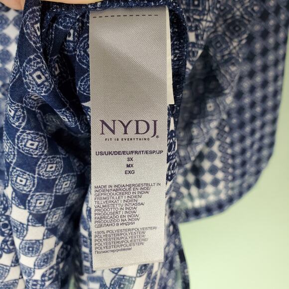 NYDJ Womens Lilibet Button Up Long Sleeve Blouse Medallion Medley Blue Size 3X - Picture 6 of 8